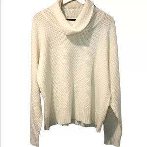 Eskandar Cashmere Cowl Neck Sweater Cream Winter White Texture One Size XL Flaws